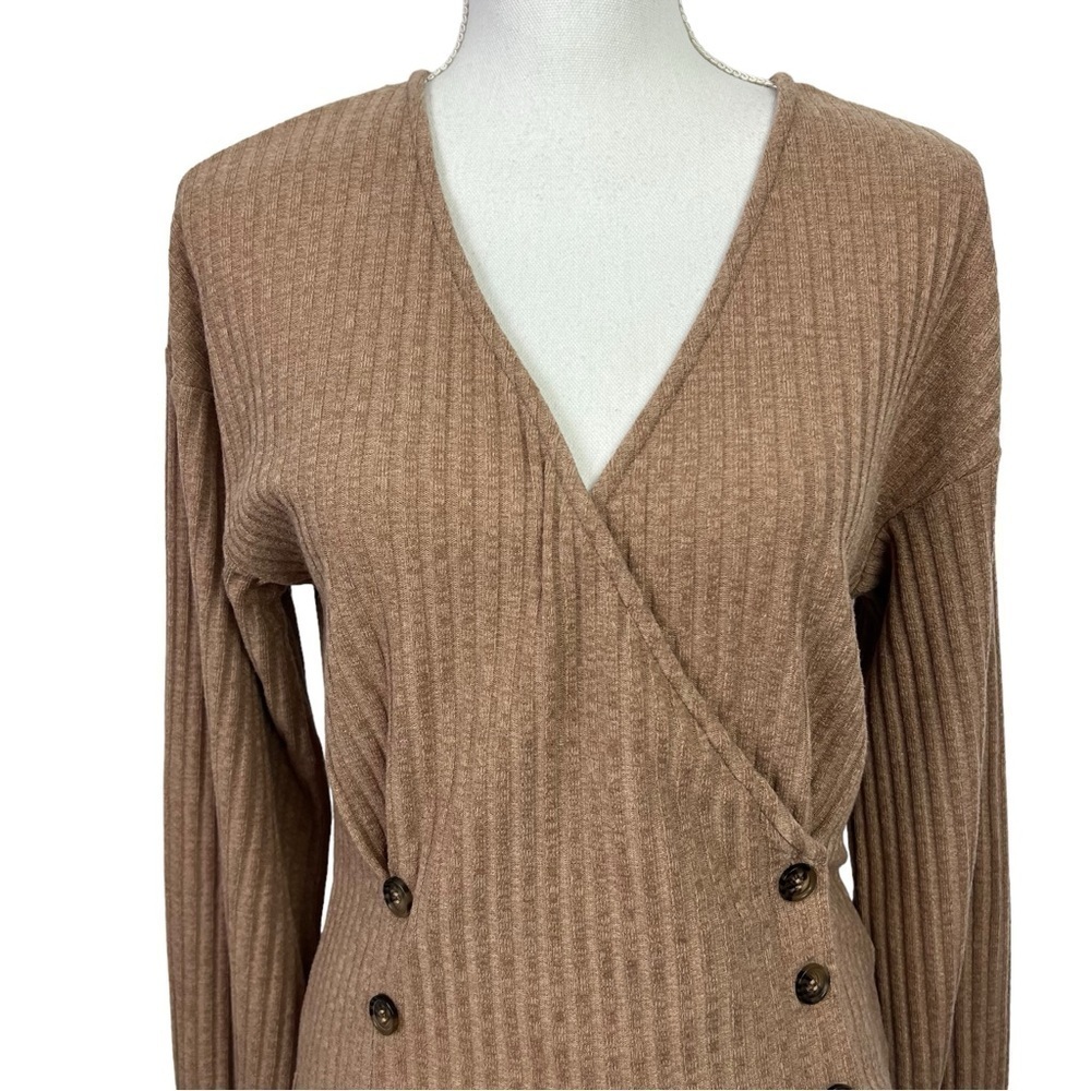 KORI America Women’s Cardigan Button Sweater Sz Small Brown Double Breasted - Picture 2 of 9